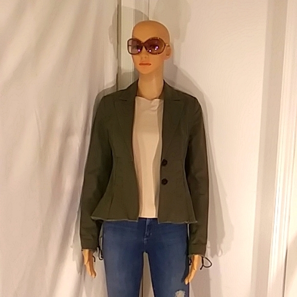 NWOT Intermix Army Green Distressed Blazer - Picture 11 of 11